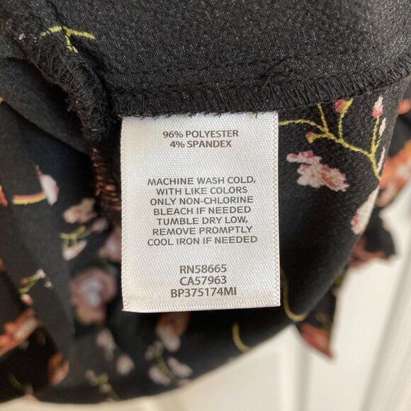 BP. Nordstrom Floral Print Tiered Ruffle Oversized Blouse XXS 00 Black Boho - Picture 7 of 7